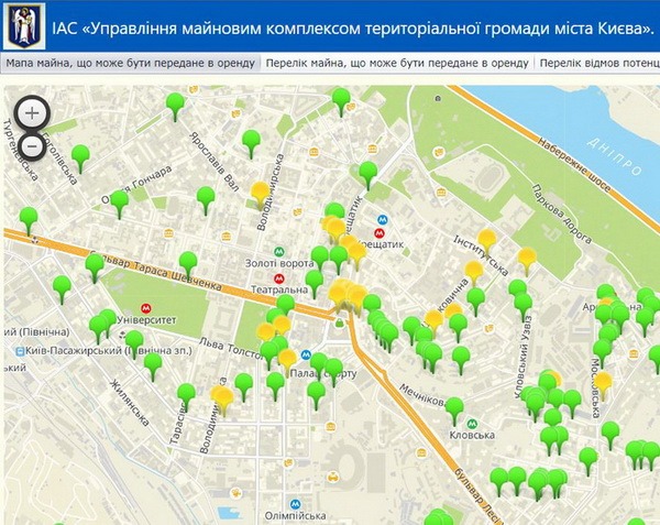 Карта оренди комунального майна Києва